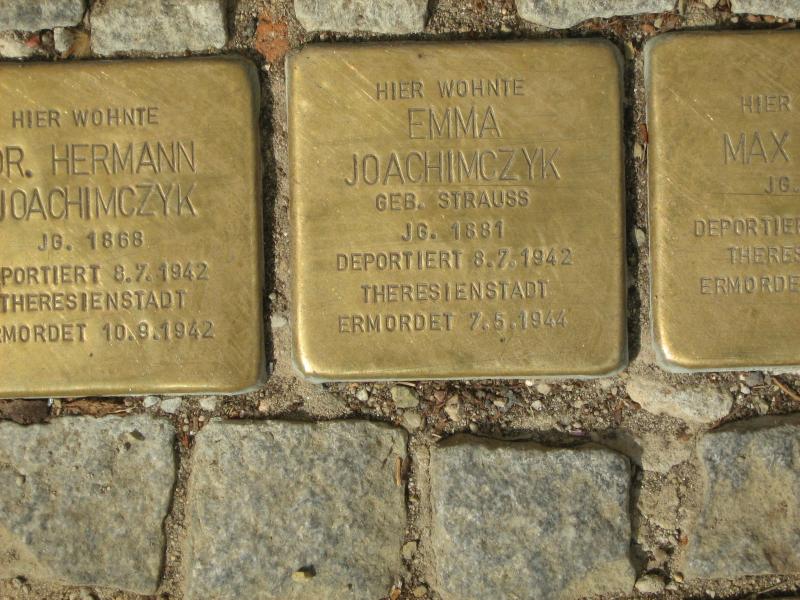 Stolperstein für Emma Joachimczyk. Copyright: MTS