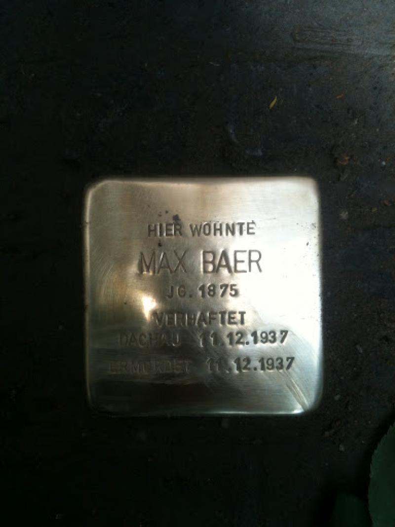 Stolperstein für Max Baer. Copyright: MTS