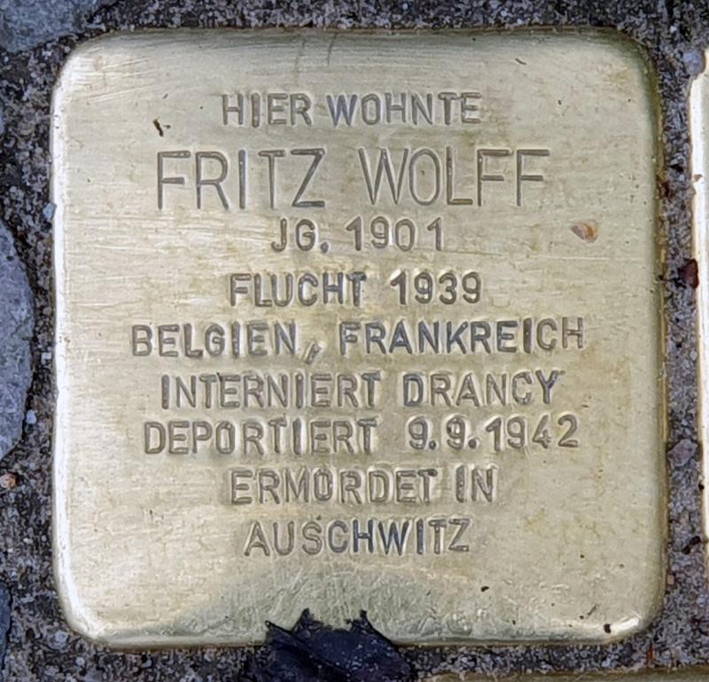 Stolperstein Fritz Wolff, Foto: OTFW