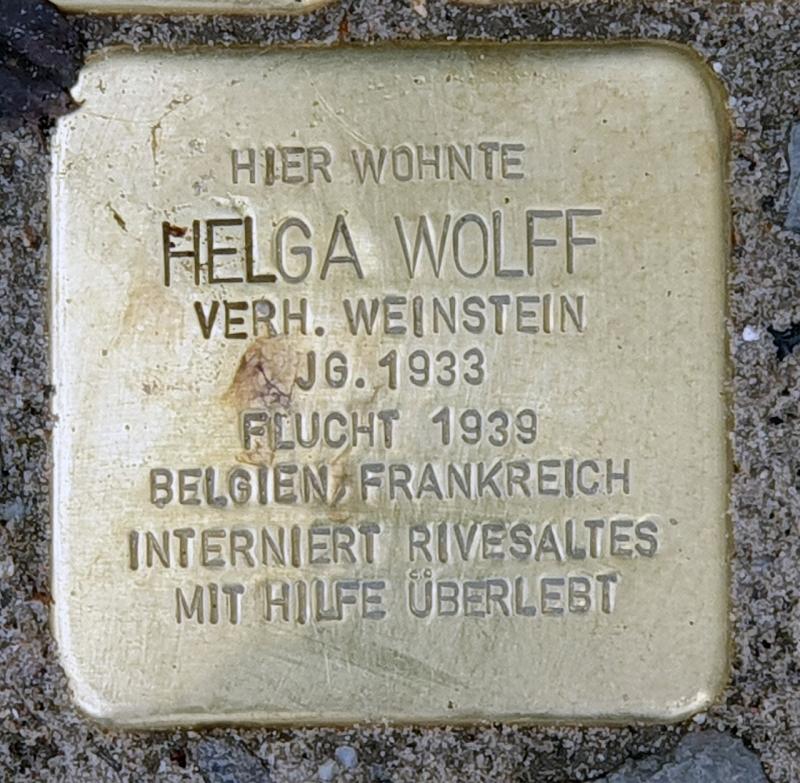 Stolperstein Helga Wolff, Foto: OTFW