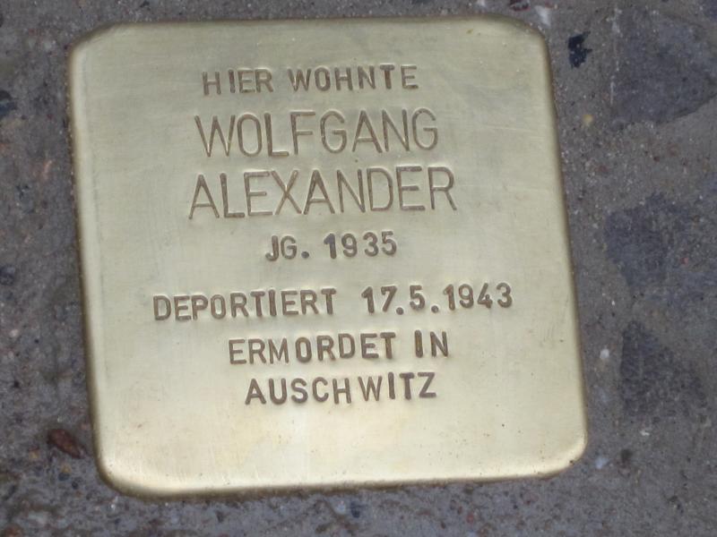 Stolpersteine für Wolfgang Alexander. Copyright: MTS