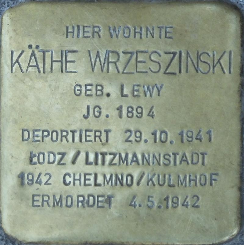 Stolperstein für Käthe Wrzeszinski; Foto: H.-J.Hupka 2015
