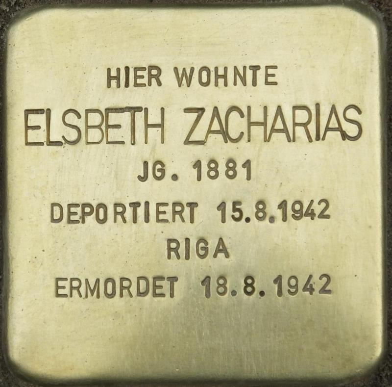 Stolperstein Elsbeth Zacharias Bild: Stolpersteine-Initiative CW, H.-J. Hupka