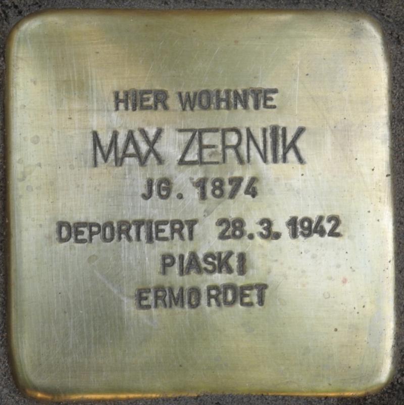 Stolperstein Max Zernik Bild: Stolpersteine-Initiative CW, Hupka