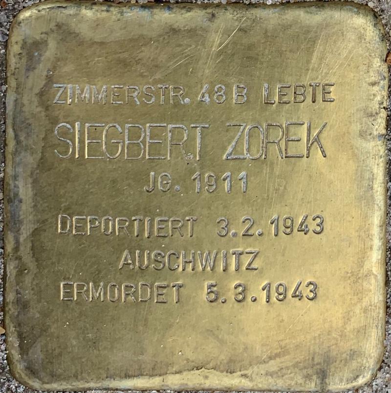 Stolperstein Siegbert Zorek © Hans-Wilhelm Saure