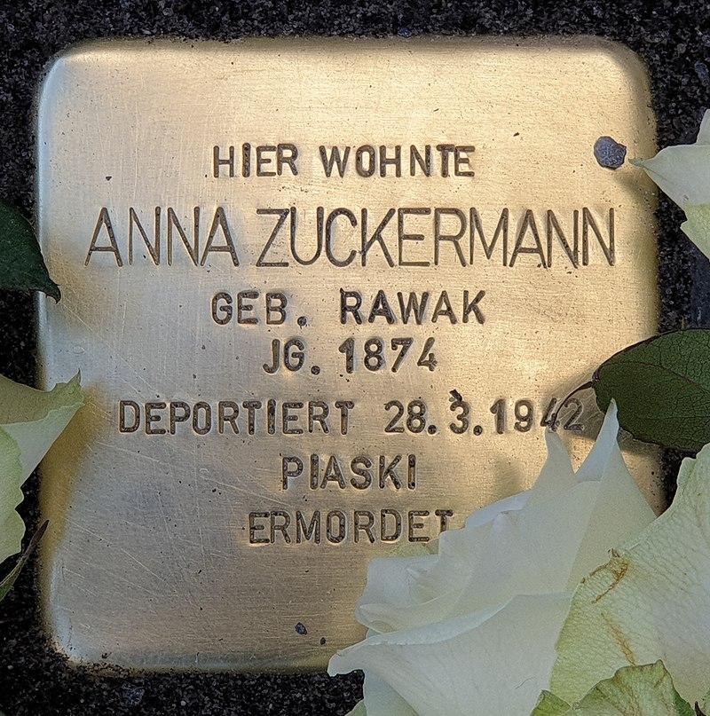 Stolperstein Anna Zuckermann, Foto: OTFW 2019
