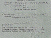 Nachricht von Sali Fraenkel über das DRK, Quelle: Familienbesitz