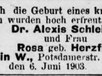 Geburtsverkündung Erwin Schleimer Bild: gemeinfrei