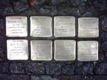 Stolpersteine für Philipp, Siegbert, Luise und Hertha Cohn und für Alex, Thea und Denny Deutsch und für Selma Silberstein