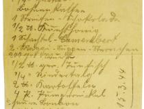 Inhalt des lebenswichtigen Hilfspakets u. a. Mehl, Zucker, Kaffee, Wurst, Kartoffeln.