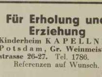 Kinderheim Kapellner Zeitschrift des Schwesternverbandes der Bne Briss 8 August 1936. Telefonbuch von 1937 © Initiative