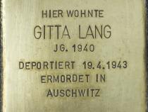 Stolperstein Gitta Lang Bild: Stolpersteine-Initiative CW, Hupka
