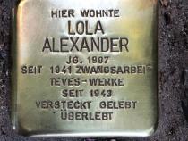 Stolperstein Lola Alexander © S. Davids