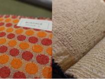 Stoff &amp;quot;Burdale&amp;quot; (links, Jacquard) und &amp;quot;Eldrig&amp;quot; (rechts, Bouclé). Design: Otti Berger (1937) für Helios Ltd, Bolton, nahe Manchester, Archive of the Whitworth Art Gallery, The University of Manchester. Bild: Alexandra Matz (2019)