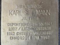 Stolperstein für Karl Sitzmann; Foto: Stolpersteine-Initiative CW, Hupka, 2020