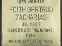 Stolperstein Edith Gertrud Zacharias Bild: Stolpersteine-Initiative CW, H.-J. Hupka